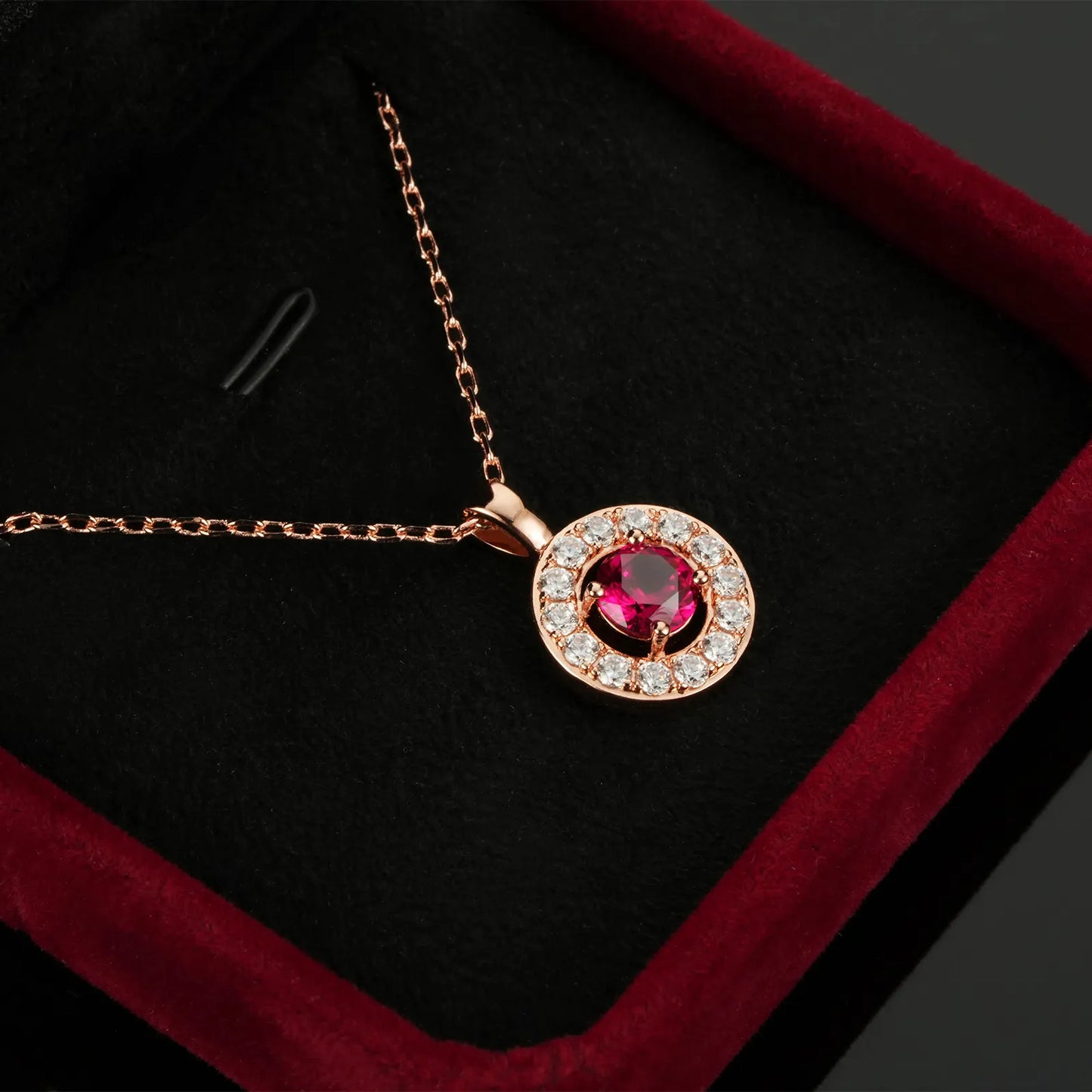 Fortune Glow Ruby Necklace – 1.1ct Lab-Grown Round Ruby, Adjustable Chain