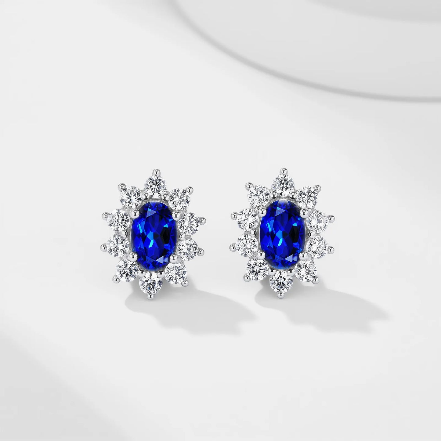 Ice Blue Fire Earrings – 1.15ct Lab-Grown Oval Blue Sapphire, S925 Silver