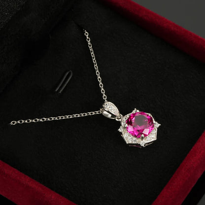 Blooming Ruby Necklace – Lab-Created Ruby with Sterling Silver & Rhodium Plating