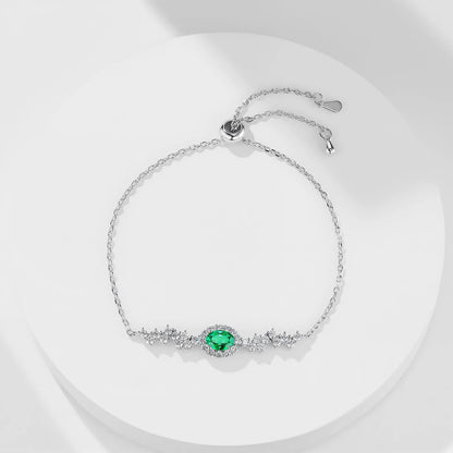 Emerald Starlight Bracelet – 1.2ct Lab-Grown Oval Emerald, Adjustable Chain