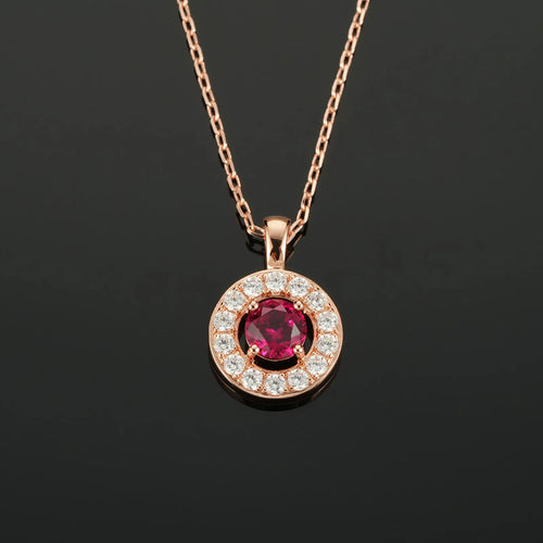 Fortune Glow Ruby Necklace – 1.1ct Lab-Grown Round Ruby, Adjustable Chain