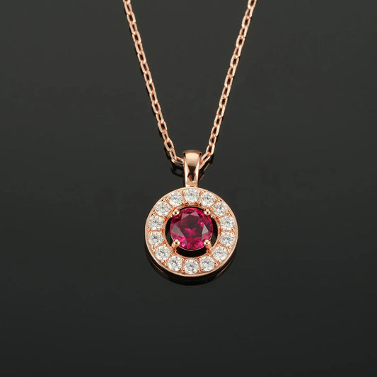 Fortune Glow Ruby Necklace – 1.1ct Lab-Grown Round Ruby, Adjustable Chain