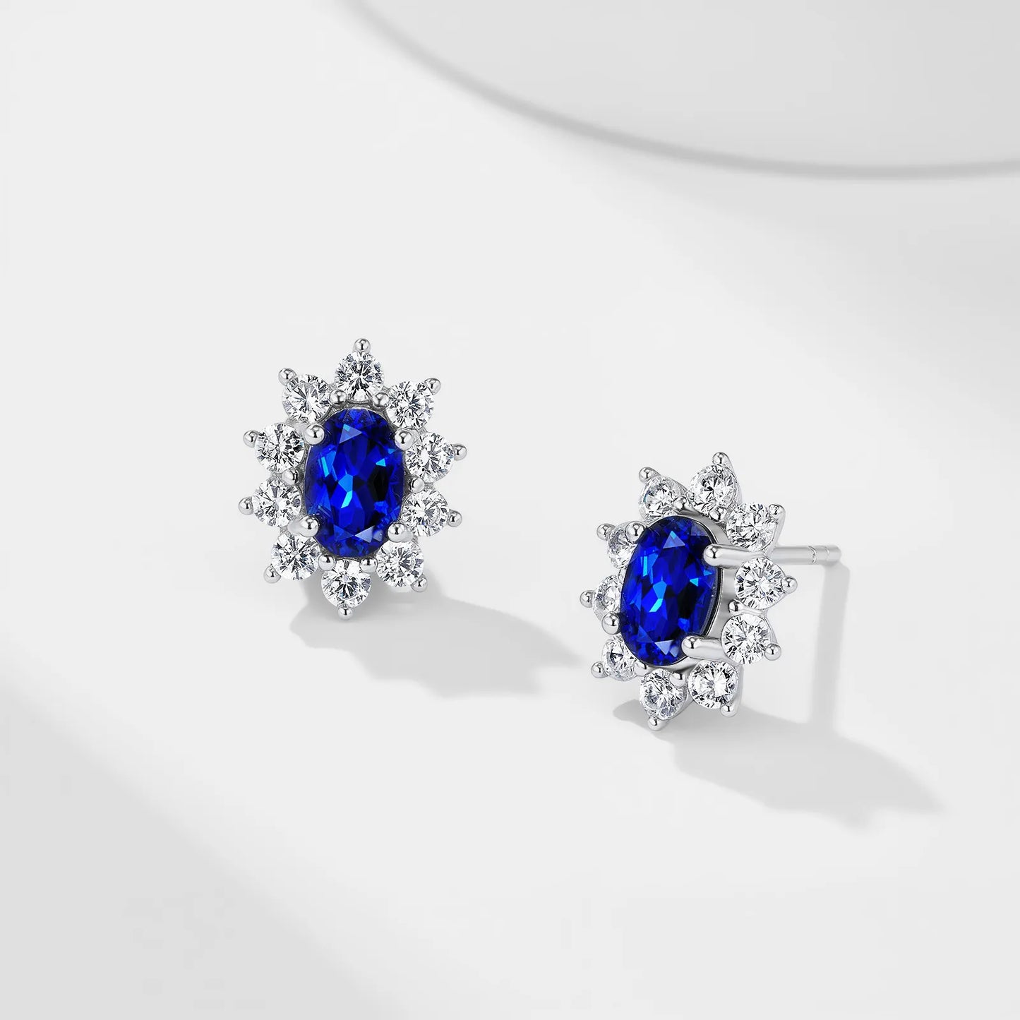 Ice Blue Fire Earrings – 1.15ct Lab-Grown Oval Blue Sapphire, S925 Silver