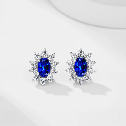 Ice Blue Fire Earrings – 1.15ct Lab-Grown Oval Blue Sapphire, S925 Silver