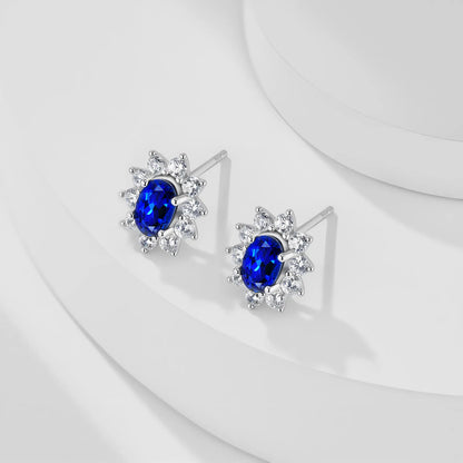 Ice Blue Fire Earrings – 1.15ct Lab-Grown Oval Blue Sapphire, S925 Silver