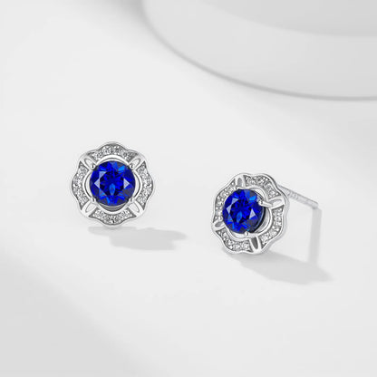Starlight Whisper Earrings – 1.1ct Lab-Grown Blue Sapphire Studs, S925 Silver