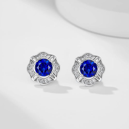 Starlight Whisper Earrings – 1.1ct Lab-Grown Blue Sapphire Studs, S925 Silver