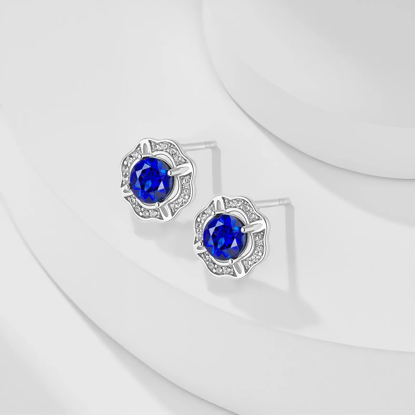 Starlight Whisper Earrings – 1.1ct Lab-Grown Blue Sapphire Studs, S925 Silver