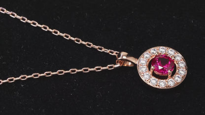 Fortune Glow Ruby Necklace – 1.1ct Lab-Grown Round Ruby, Adjustable Chain