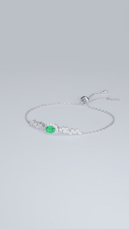 Emerald Starlight Bracelet – 1.2ct Lab-Grown Oval Emerald, Adjustable Chain