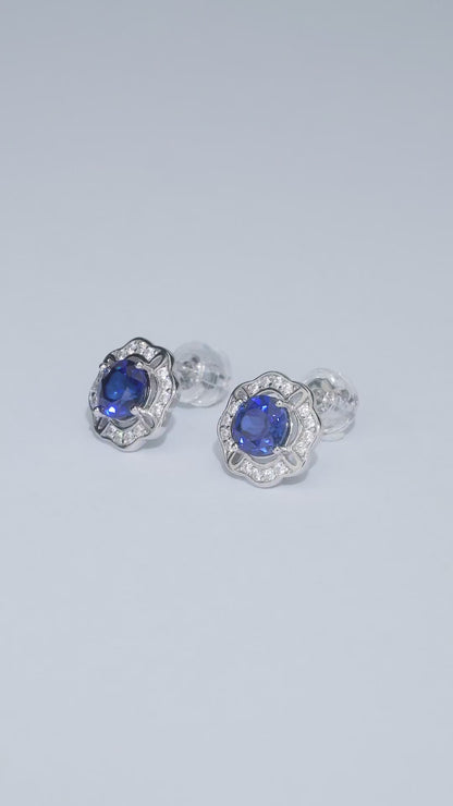 Starlight Whisper Earrings – 1.1ct Lab-Grown Blue Sapphire Studs, S925 Silver